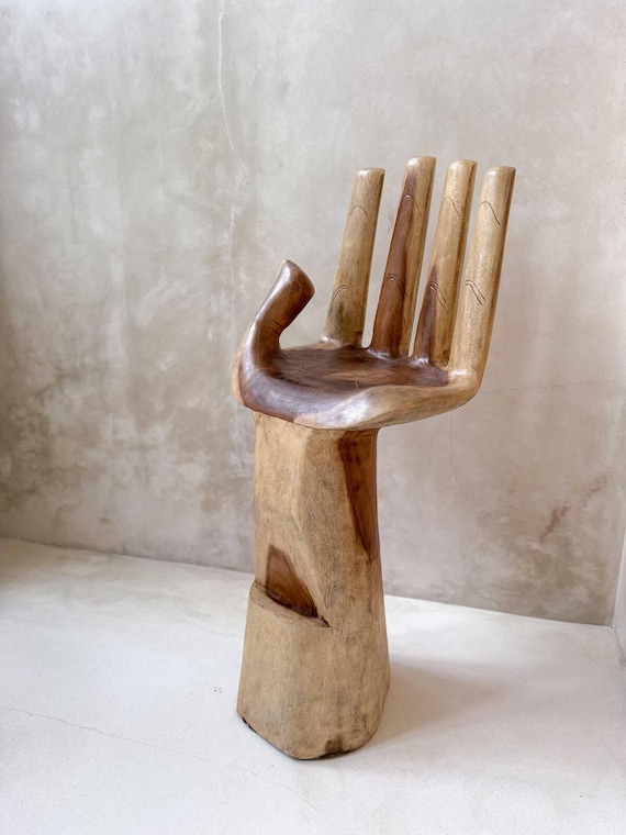 Bali Wooden Hand Stool Hand Carved Suar Wood Hand Chair Bar Stool