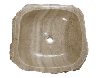 Handcrafted Onyx Stone Vessel Sink – Luxury Countertop Bathroom Basin  #215 | 51x44x15
