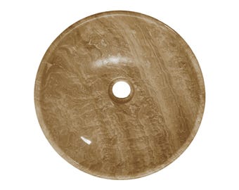 Handcrafted Round Onyx Stone Vessel Sink – Luxury Countertop Bathroom Basin #243 | 40x40x15