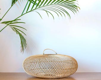 Handmade Rattan Lampshade, Boho Woven Pendant Light, Natural Rustic Ceiling Lamp UFO L 50x20