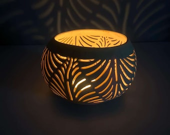 Castiçal de coco, lanterna de coco, porta-velas de casca de coco FOLHA