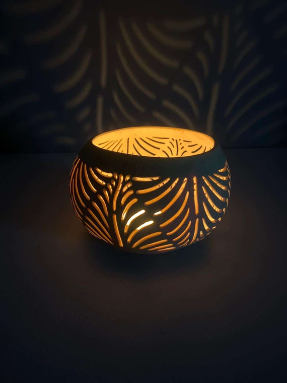 Coconut Candle Holder, Coconut Lantern, Coconut Shell Tealight Holder LIŚĆ