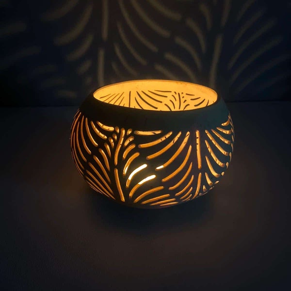 Coconut Candle Holder, Coconut Lantern, Coconut Shell Tealight Holder LIŚĆ