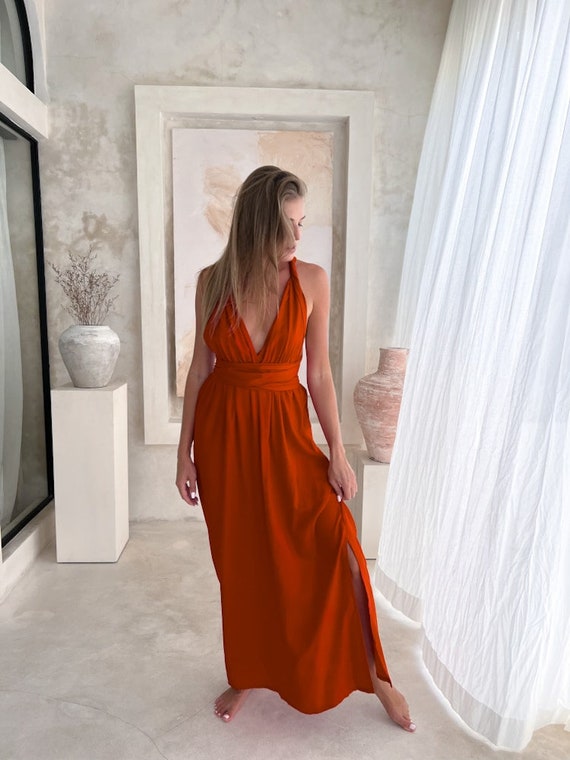 Maxi Ginger Boho Dress, Elegant Dress, Vacation Outfit, Handmade Bali,  Cotton Dress, Boho Chic, Women's Fashion, Evening Dress TINA - Etsy Ireland