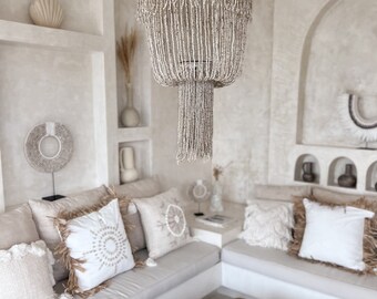 Natural Beaded Chandelier, Boho Beaded Chandelier, Boho lighting, Unique Light, Beaded Pendant Light, Boho decor DAMAI