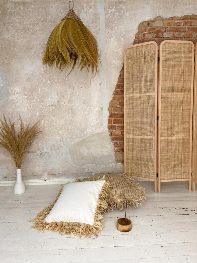 Wicker Lamp Boho Style Lampshade Pendant Lamp Rattan Chandelier Hanging Lamp Suspension Rotin Natural Lamp Vintage Lamp image 3