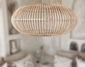 Handmade Rattan Lampshade, Boho Woven Pendant Light, Natural Rustic Ceiling Lamp, Eco-Friendly Wicker Light Shade, Boho Decor LABA M 40x20