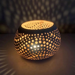 Portacandele in cocco, Lanterna in cocco, Portacandele in guscio di cocco DOTS