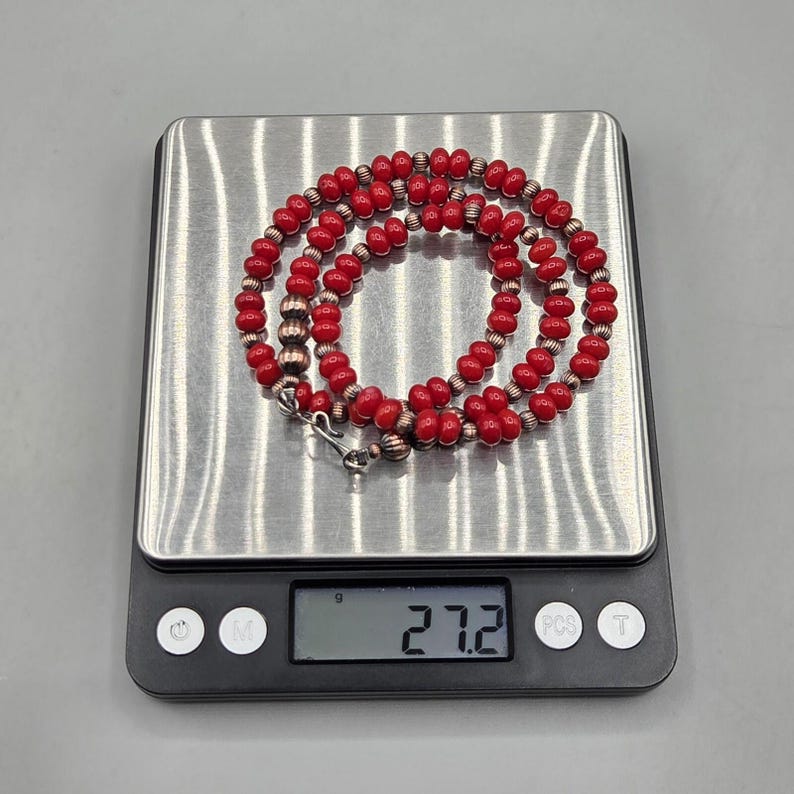 20" Coral Copper Navajo Pearl Necklace Southwest Fluted Native Squash Pawn image 13