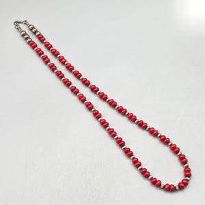 20" Coral Copper Navajo Pearl Necklace Southwest Fluted Native Squash Pawn image 2