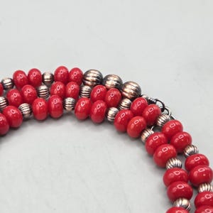 20" Coral Copper Navajo Pearl Necklace Southwest Fluted Native Squash Pawn image 11
