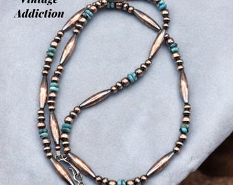 Copper Navajo Pearl Hubei Turquoise Petite 4.5mm Southwest Necklace 22"