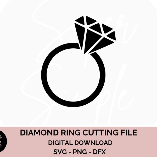 DIAMOND RING SVG, digital download | cut file for cricut, sillhouette, svg, png and dxf, ring svg, engagement ring svg, cutting file