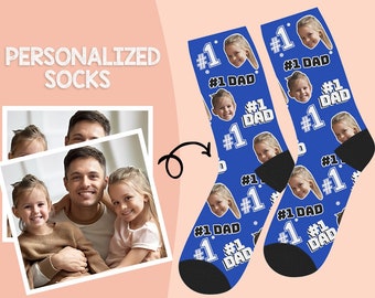 Custom Dad Kids Face Socks, #1 Dad Gift Socks, Personalized Socks, Face on Socks, Dad Gift Socks, Custom Picture Socks, Fathers Day Gift