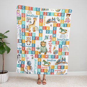 Alphabet Baby Blanket - Custom Baby Blanket - Baby Shower Gift - Alphabet ABC Blanket - Alphabet Nursery - Toddler Birthday Gift