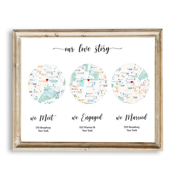 Anniversary Gift, Where We Met Frame, Weeding Day Gift, Our Love Story Frame, First Date Map Canvas, Husband Gift Wife, His and Hers Gift