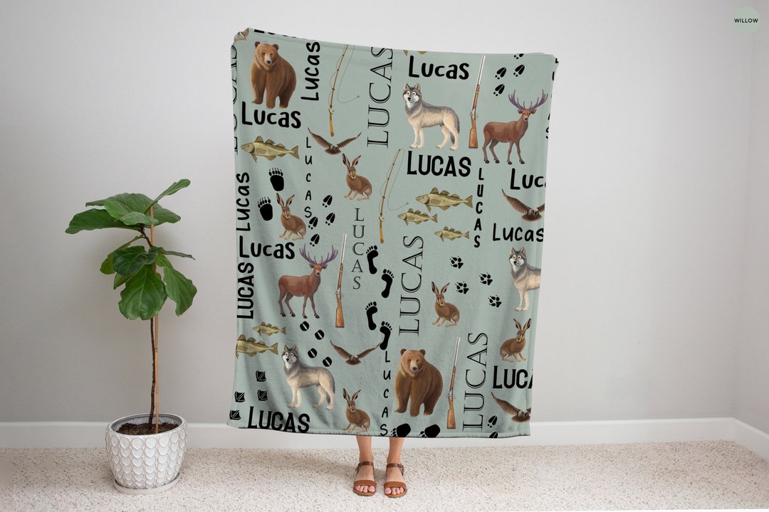 Hunting Blanket Custom Hunting Baby Blanket Fishing Name Etsy Canada