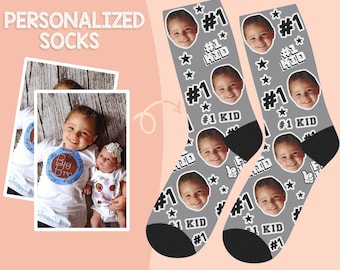 Custom Kid Face Socks, #1 Kid Mom Dad Socks, Personalized Socks For Mom Dad, Face on Socks, Mom Gift, Custom Picture Socks, Dad Gift Socks