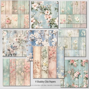 Shabby Chic Papers JPG, Shabby Chic Junk Journal, Shabby Chic Digital Papers, Commercieel gebruik, Rozen Clipart, Scrapbook, Floral Junk Journal