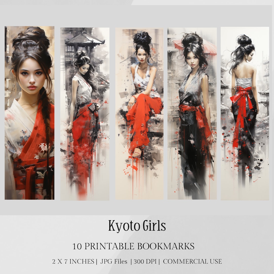 10 Japan Bookmarks, Japanese Prints Printable Bookmarks, Geisha