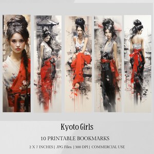 10 Japan Bookmarks, Japanese Prints Printable Bookmarks, Geisha ...