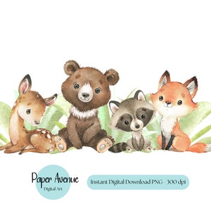 Diseño PNG de animales del bosque, lindos animales del bosque PNG, zorro PNG, animales del bosque PNG, diseño de sublimación de oso y ciervo del bosque, diseño de camiseta PNG