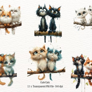 Bundle de cliparts chats grincheux, cliparts chats grincheux, chats mignons PNG Chats rigolos PNG Clipart animaux drôles usage commercial Chats grincheux PNG, chats png