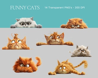 Funny Cats Clipart, Cute Cats Clipart, Funny Cat PNG Funny Cat Clip Art, Funny Animals Clipart Funny Animals T Shirt Designs Funny Cats Mugs