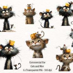 Pacote de clipart de gatos, gatos engraçados PNG, gatos fofos PNG, gatos e ratos PNG, animais engraçados png, camiseta png, caneca png, clipart de gatos engraçados,