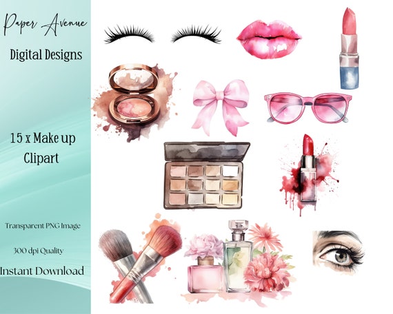 Watercolour Pink Glam Girl Clipart Makeup Fashion Girls PNG, Makeup PNG for  Scrapbook, Junk Journals, Paper Crafts, Collages, Make up Models -   Israel