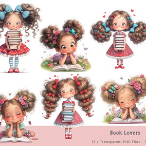 Clipart aquarelle de jolies filles, 12 filles lunatiques PNG filles originales clip art filles originales lunatiques png T shirt png Jolies filles papier numérique