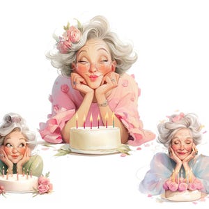 Quirky Ladies Clipart 14 Hi Res JPG Files Whimsical Ephemera Card Making Funny Ladies Birthday Clipart Download Birthday Clipart Scrapbook
