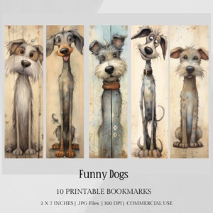 10 honden bladwijzers, honden afdrukbare bladwijzers, grappige honden afdrukbare bladwijzers set, schattige dieren afdrukbare bladwijzers, grappige honden bladwijzers