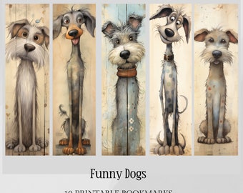 10 Dogs bookmarks, Dogs printable bookmarks, Funny Dogs printable bookmarks set, Cute Animals printable bookmarks, Funny Dogs Bookmarks