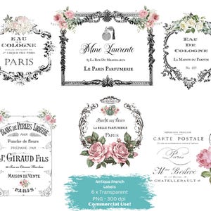 Vintage französisches Junk Journal Vintage französische Werbeetiketten Vintage französische Fussy Schnitte Antike französische Werbeetiketten PNG Paris Clipart
