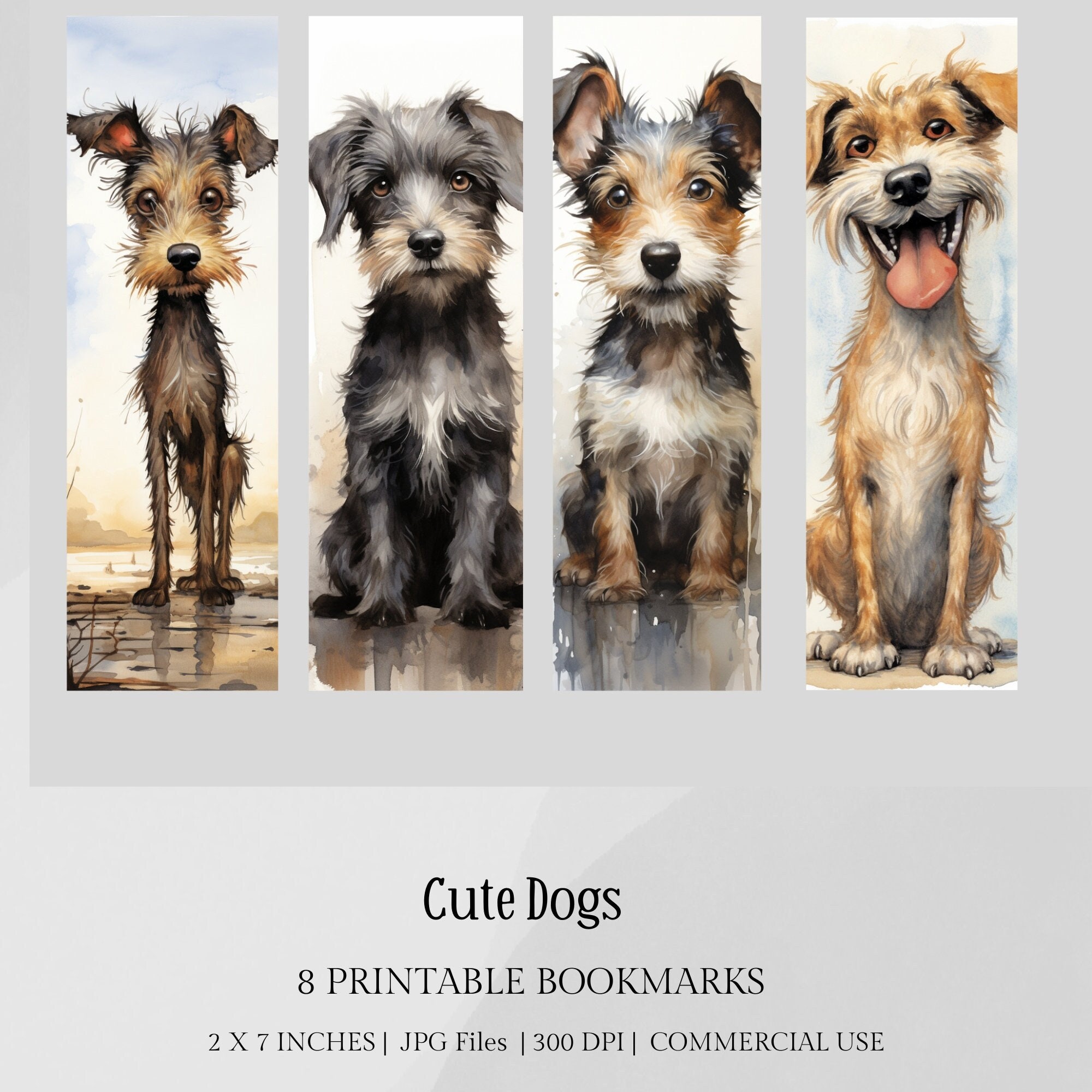8 Dogs bookmarks, Dogs printable bookmarks, Funny Dogs printable bookmarks set, Cute Animals printable bookmarks, Funny Dogs Bookmarks