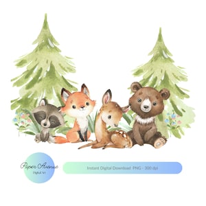 Niedliche Waldtiere PNG Fuchs png Waldtiere png Bär Hirsch Waldtiere Sublimationsdruck Waldtiere PNG