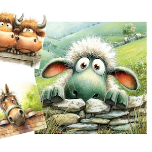 Images clipart animaux originaux, 11 cliparts JPG aquarelle, Junk Journal, Scrapbooking, fabrication de cartes en téléchargement numérique Funny Farm Animals lunatique