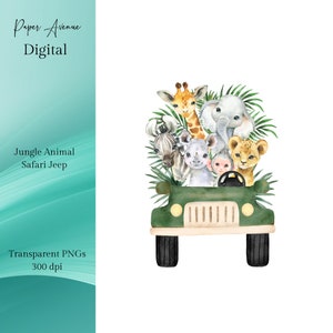 Animaux de safari, baby shower, transfert de t-shirt Safari, bébés animaux, design par sublimation dans la jungle, impressions aquarelle pour enfants, clipart PNG