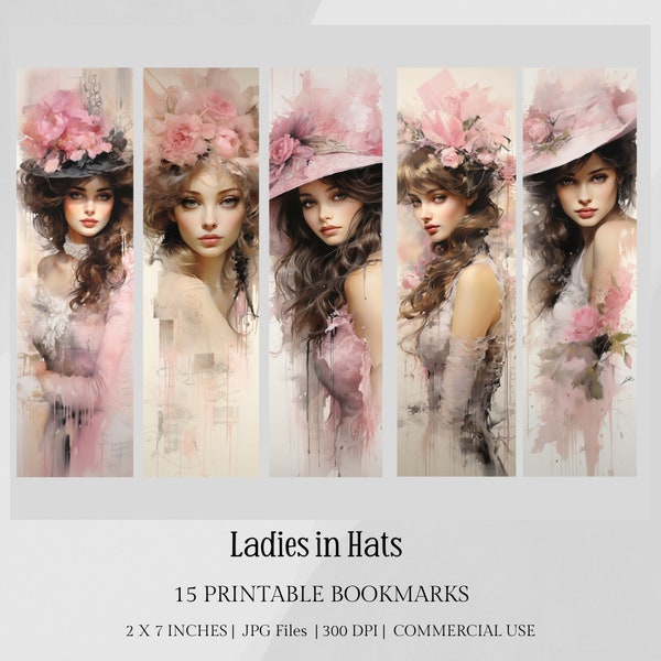 15 Victorian Women Bookmarks Vintage Women Printable Bookmarks Ladies in hats Bookmarks  Victorian Women Ephemera Victorian Women Fussy Cuts