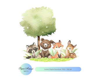 Sublimation d'animaux de la forêt, cadre d'animaux de la forêt, baby shower, invitation d'anniversaire, décoration de chambre d'enfant png, animaux de la forêt PNG, animaux PNG