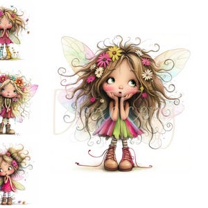Fées originales Clip Art 16 haute résolution JPG aquarelles, journalisation indésirable, scrapbooking, fabrication de cartes en téléchargement numérique, fée Clipart fées mignonnes
