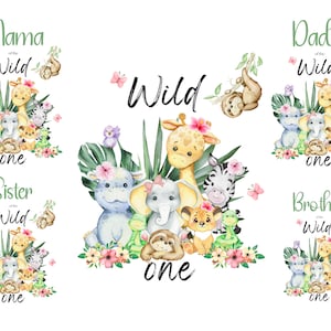 Wild One Family Matching T-shirt transfer, Girls Wild one, 1st Birthday sublimation PNG file, Wild One,Mom & Dad siblings, Jungle Safari PNG