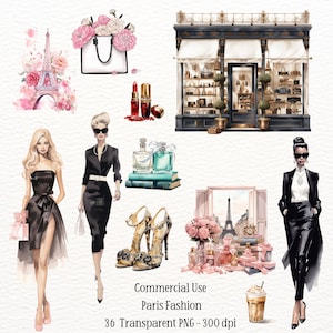 Paris Fashion Clipart-bundel, Paris Fashion PNG, Paris Junk Journal, Paris Fashion Clipart, scrapbooking, Fashion Clipart, Paris Clipart