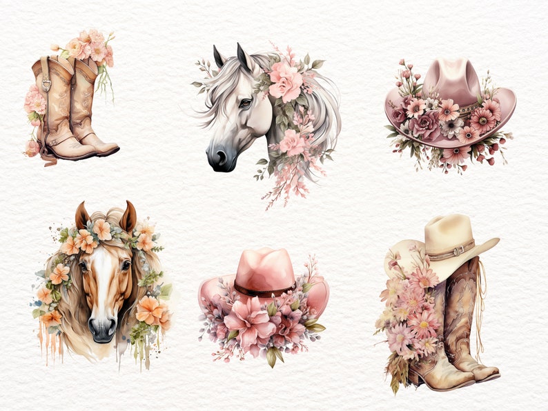 Cowgirl Boots Clipart, Watercolour Cowgirl Boots, Cowgirl Hat Png, Western Boots Png Boho Cowgirl Boots PNG Cowboy Boots Clipart, Cowboy png image 2