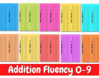Addition Fluency, Addition Worksheets for Kindergarten, Math Fluency Printable, Preschool Math, Montessori Math Fluency, Color Worksheet
