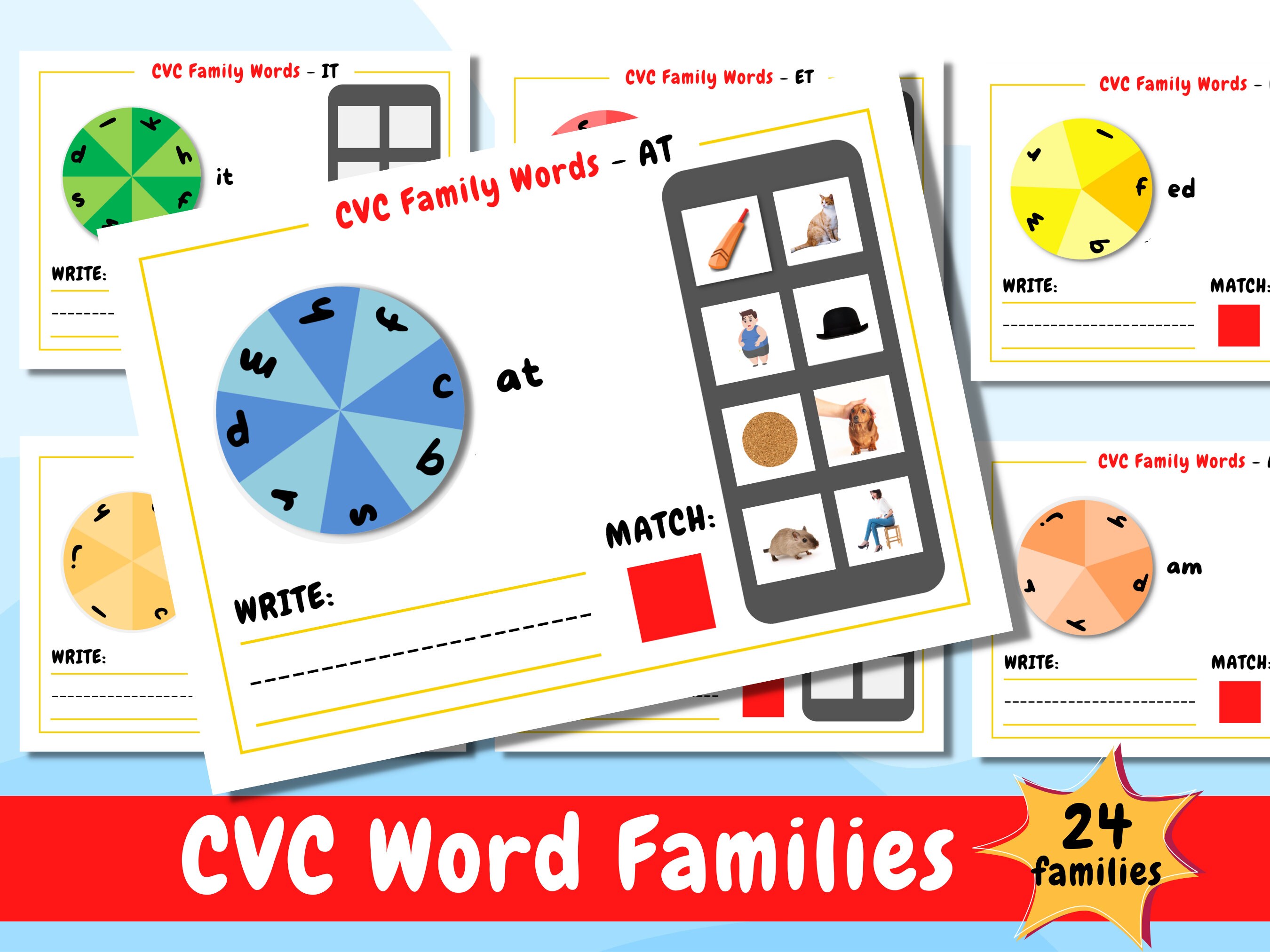 CVC Word Family Kit Complete Kindergarten Worksheets CVC - Etsy
