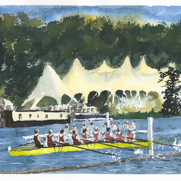 Island Challenge Cup 2023 Oxford Brookes Henley Regatta fineart watercolour a3 giclee print