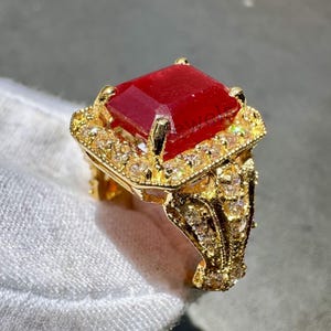 Ruby Ring, Mens Handmade Ring, Turkish Handmade Silver Men Ring, Ottoman Men Ring, Men's Jewelry, Gift for Him, 925k Sterling Silver Ring