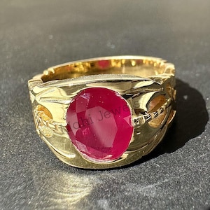 Ruby Ring, Mens Handmade Ring, Turkish Handmade Silver Men Ring, Ottoman Men Ring, Men's Jewelry, Gift for Him, 925k Sterling Silver Ring